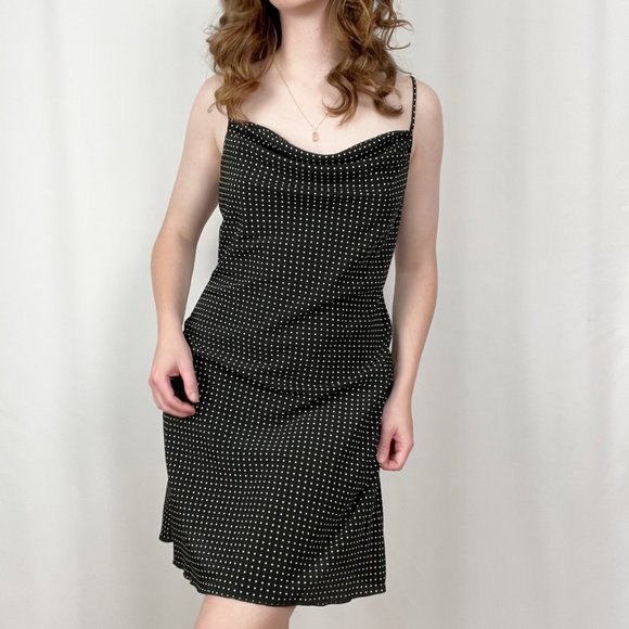 Vintage Draped Cowl Neck Slip Dress 90s Y2K Open Tie Back Summer Mini Lingerie - Picture 5 of 5